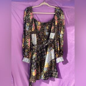 ASOS Black and Floral Silky Dress Size 10